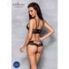 Комплект з еко-шкіри та мережива Passion LOONA SET S/M, black, бра і трусики SO5362 фото 4
