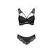 Комплект з еко-шкіри та мережива Passion LOONA SET S/M, black, бра і трусики SO5362 фото 5