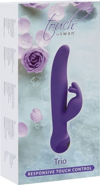 Вібратор-кролик Touch by SWAN - Trio Purple, сенсорне керування, ротація, діаметр 3,8 см SO7767 фото - купити в секс-шопі Чорний Кролик