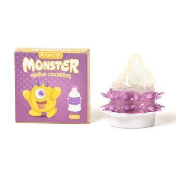 Насадка на член Recare Yellow Monster Spike Condom (презерватив з рядами пухирців та шипів) SX3354 фото - купити в секс-шопі Чорний Кролик