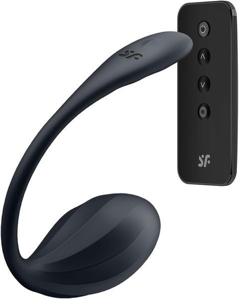 Смарт-віброяйце Satisfyer Ribbed Petal Connect App Black, керування зі смартфона, пульт ДК SX1221 фото - купити в секс-шопі Чорний Кролик
