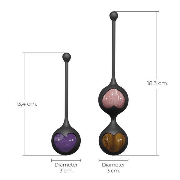 Вагінальні кульки Adrien Lastic Harmony Stones, напівдорогоцінне каміння, діаметр 3 см, 2 тримачі SX1272 фото - купити в секс-шопі Чорний Кролик