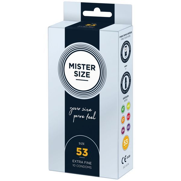 Презервативи Mister Size - pure feel - 53 (10 condoms), товщина 0,05 мм SO8044 фото - купити в секс-шопі Чорний Кролик
