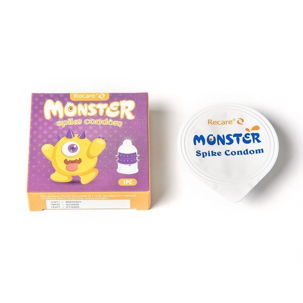 Насадка на член Recare Yellow Monster Spike Condom (презерватив з рядами пухирців та шипів) SX3354 фото - купити в секс-шопі Чорний Кролик