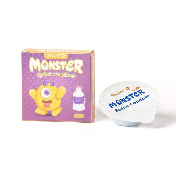 Насадка на член Recare Yellow Monster Spike Condom (презерватив з рядами пухирців та шипів) SX3354 фото - купити в секс-шопі Чорний Кролик
