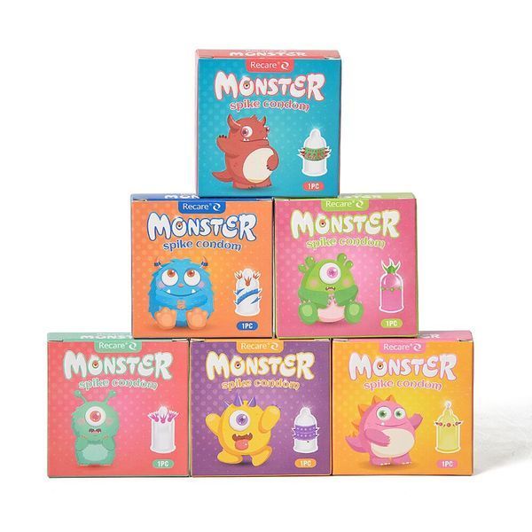 Насадка на член Recare Yellow Monster Spike Condom (презерватив з рядами пухирців та шипів) SX3354 фото - купити в секс-шопі Чорний Кролик