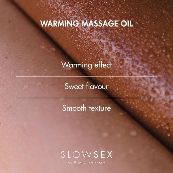Розігрівальна їстівна масажна олія Bijoux Indiscrets Slow Sex Warming massage oil SO5906 фото - купити в секс-шопі Чорний Кролик